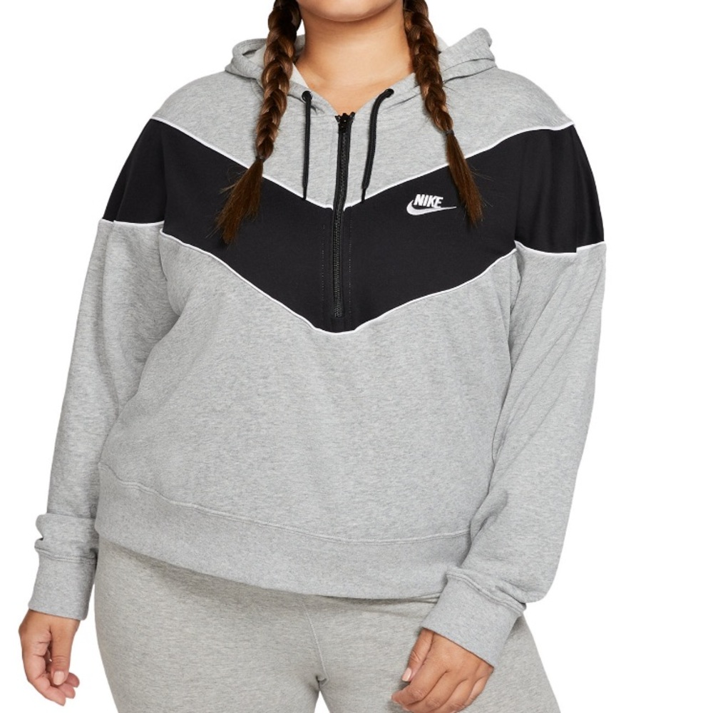 Nike Women's Black and Gray Chevron Hoodie